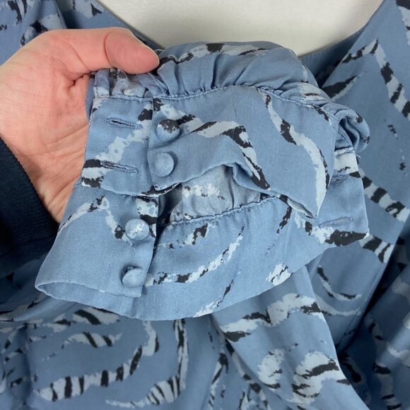 Parker Silk Long Sleeve Ruffle Mini Dress Size 18 Arctic Tiger Print Summer Boho - Picture 6 of 15